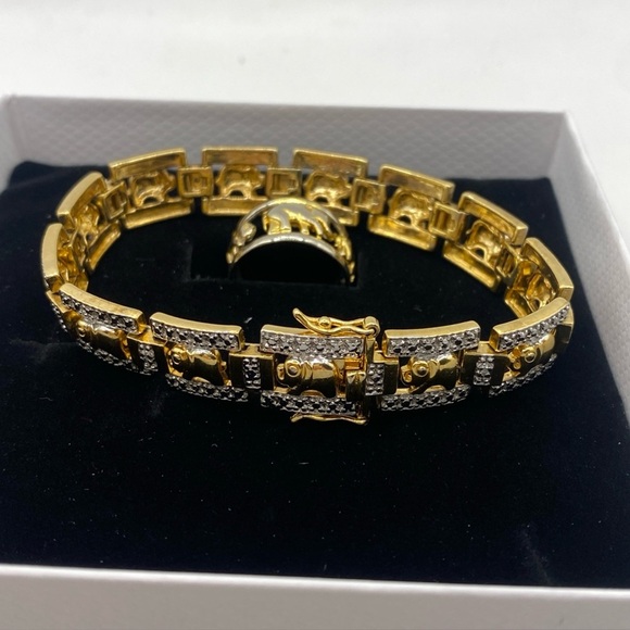 Vintage Bracelet and ring size 6 Two-tone 925 China Sterling Silver 10k GP - Picture 2 of 14